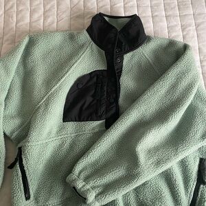 FP Movement Hit the Slopes Mint Green Fleece Pullover with Black Accents
